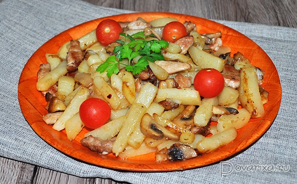 Картошка С Грибами И Мясом Фото